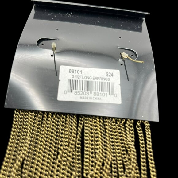 Vintage Cookie Lee Earrings Gold Tone Chandelier Waterfall Long Dangle‎ NEW - Picture 7 of 8